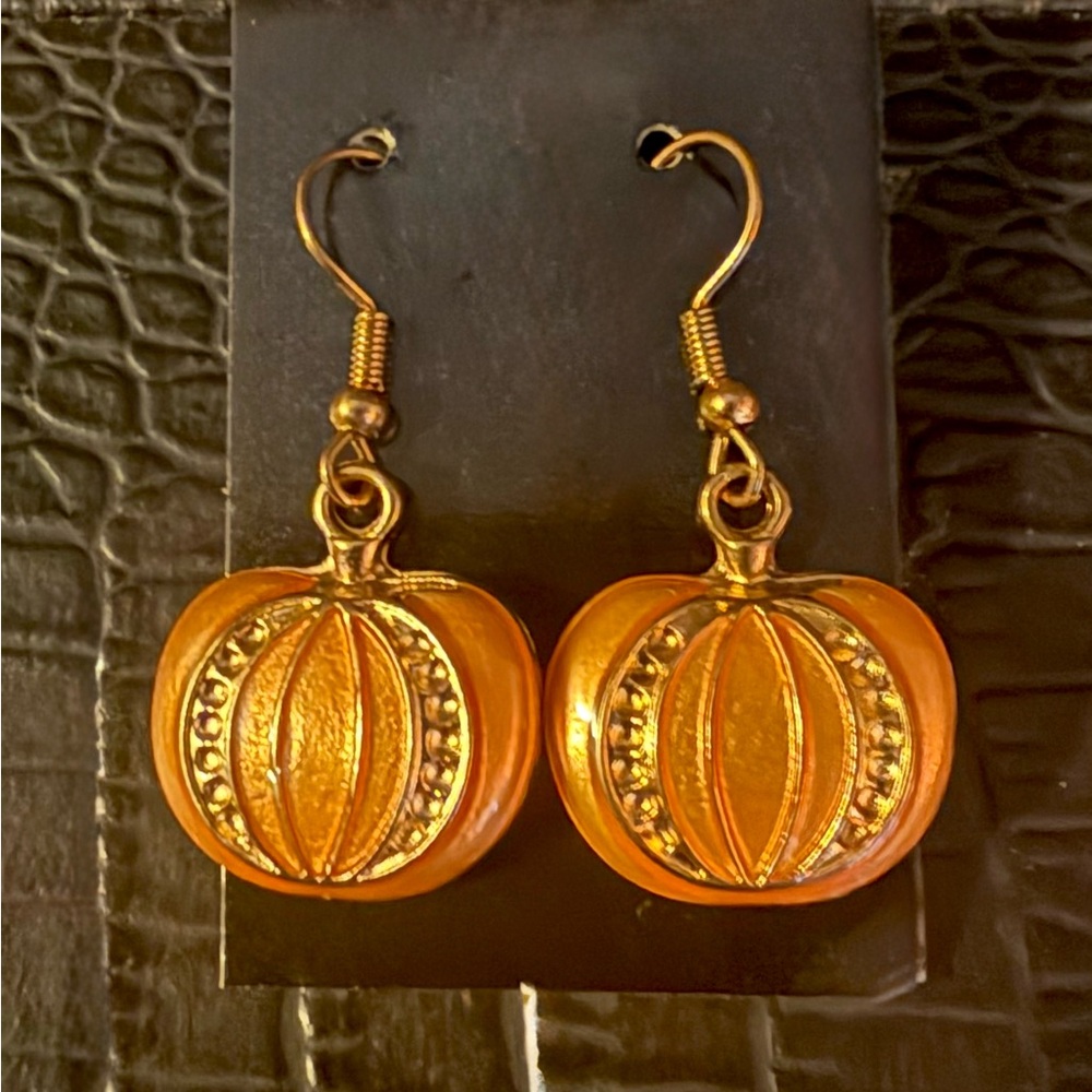 Orange & Gold Pumpkin Earrings